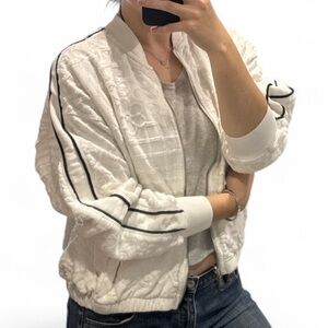 FP Movement by Free People white textured embroidered bomber jacket - size small